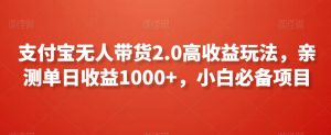 支付宝无人带货2.0高收益玩法，亲测单日收益1000+，小白必备项目【揭秘】-云途资源库