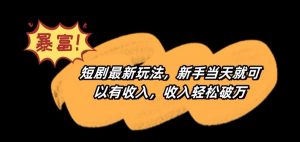 短剧最新玩法，新手当天就可以有收入，收入轻松破万【揭秘】-云途资源库