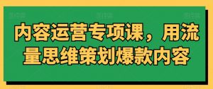内容运营专项课，用流量思维策划爆款内容-云途资源库