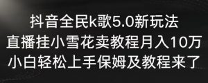 抖音全民k歌5.0新玩法，直播挂小雪花卖教程月入10万，小白轻松上手，保姆及教程来了【揭秘】-云途资源库