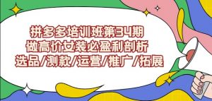 拼多多培训班第34期：做高价女装必盈利剖析选品/测款/运营/推广/拓展-云途资源库