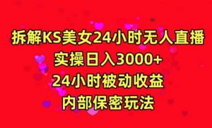利用快手24小时无人美女直播，实操日入3000，24小时被动收益，内部保密玩法【揭秘】-云途资源库