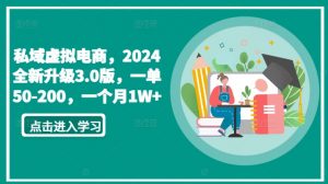 私域虚拟电商，2024全新升级3.0版，一单50-200，一个月1W+【揭秘】-云途资源库