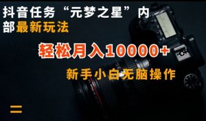 抖音任务“元梦之星”内部最新玩法，新手小白无脑操作，轻松月入10000+【揭秘】-云途资源库