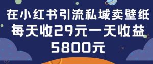 在小红书引流私域卖壁纸每张29元单日最高卖出200张(0-1搭建教程)【揭秘】-云途资源库