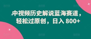 中视频历史解说蓝海赛道，轻松过原创，日入 800+【揭秘】-云途资源库