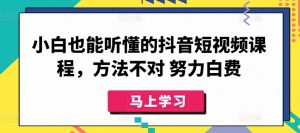 小白也能听懂的抖音短视频课程，方法不对 努力白费-云途资源库