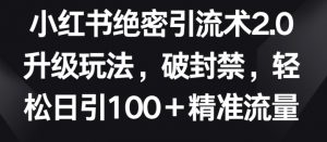 小红书绝密引流术2.0升级玩法，破封禁，轻松日引100+精准流量【揭秘】-云途资源库