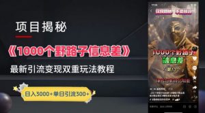 一千个野路子信息差最新玩法教程-变现+引流的玩法具体拆解【揭秘】-云途资源库