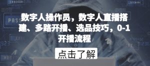 数字人操作员，数字人直播搭建、多路开播、选品技巧，0-1开播流程-云途资源库