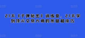 21天《子弹秘密》训练营，21天学到顶尖文案大师的策略和技巧-云途资源库