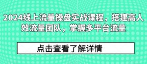 2024线上流量操盘实战课程，搭建高人效流量团队，掌握多平台流量-云途资源库