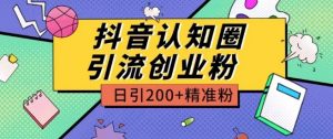 外面收费3980抖音认知圈引流创业粉玩法日引200+精准粉【揭秘】-云途资源库