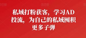 私域打粉获客，学习AD投流，为自己的私域囤积更多子弹-云途资源库