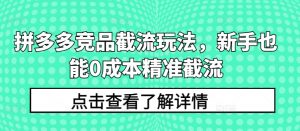 拼多多竞品截流玩法，新手也能0成本精准截流-云途资源库