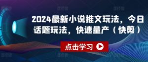 2024最新小说推文玩法，今日话题玩法，快速量产(快剪)-云途资源库
