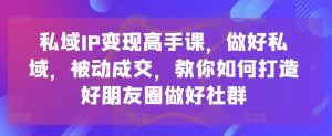 私域IP变现高手课，做好私域，被动成交，教你如何打造好朋友圈做好社群-云途资源库