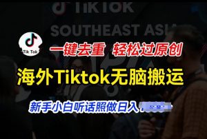 海外Tiktok短视频无脑搬运，一键去重轻松过原创，新手小白听话照做日入几张【揭秘】-云途资源库