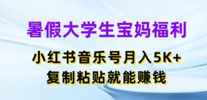 暑假大学生宝妈福利，小红书音乐号月入5000+，复制粘贴就能赚钱【揭秘】-云途资源库