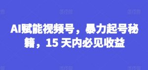 AI赋能视频号，暴力起号秘籍，15 天内必见收益【揭秘】-云途资源库