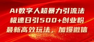 AI数字人超暴力引流法，极速日引500+创业粉，最新高效玩法，加爆微信【揭秘】-云途资源库