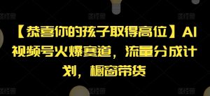 【恭喜你的孩子取得高位】AI视频号火爆赛道，流量分成计划，橱窗带货【揭秘】-云途资源库