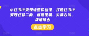 小红书IP变现运营私教课，打通红书IP变现任督二脉，底层逻辑、实操方法、战训结合-云途资源库