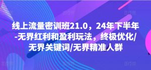 线上流量密训班21.0，24年下半年-无界红利和盈利玩法，终极优化/无界关键词/无界精准人群-云途资源库