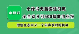 小绿书无脑搬运引流，全自动日引500精准创业粉，微信生态内又一个闷声发财的机会【揭秘】-云途资源库