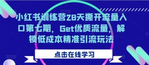 小红书训练营28天撕开流量入口第七期，Get优质流量，解锁低成本精准引流玩法-云途资源库
