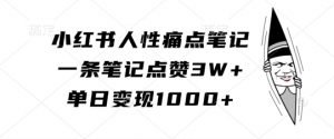 小红书人性痛点笔记，一条笔记点赞3W+，单日变现1k-云途资源库