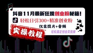 抖音11月最新狂揽创业粉秘籍，轻松日引300+精准创业粉，仅需图片+音频，轻松搞定创业类视频-云途资源库