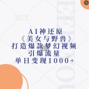 AI神还原《美女与野兽》，打造爆款梦幻视频，引爆流量，单日变现1k-云途资源库