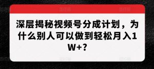 深层揭秘视频号分成计划，为什么别人可以做到轻松月入1W+?-云途资源库