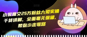 小说推文25万粉丝大佬实操干货讲解，全面毫无保留，帮你少走弯路-云途资源库