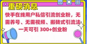快手最新引流创业粉方法，无需养号、无需视频、搬砖式引流法【揭秘】-云途资源库