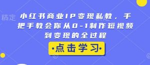 小红书商业IP变现私教，手把手教会你从0-1制作短视频到变现的全过程-云途资源库