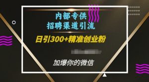 内部招聘渠道日引流300+创业粉，加爆你的微信【揭秘】-云途资源库