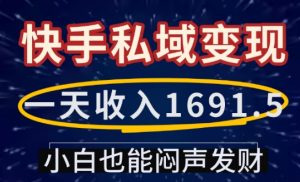 一天收入1691.5，快手私域变现，小白也能闷声发财-云途资源库