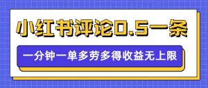 小红书留言评论，0.5元1条，一分钟一单，多劳多得，收益无上限-云途资源库