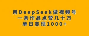 用DeepSeek做视频号，一条作品点赞几十万，单日变现1k-云途资源库