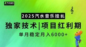 2025汽水音乐挂JI，独家技术，项目红利期，稳定月入5k【揭秘】-云途资源库