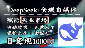 降维打击，Deepseek+全域自媒体，赋能失业市场，被动收钱，无需人工全程AI，日变现1k-云途资源库