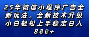 2025年微信小程序全新玩法纯小白易上手，稳定日入多张，技术全新升级，全网首发【揭秘】-云途资源库