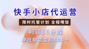 快手小店代运营3.0，模式新升级，收益55分，稳定单日5张【揭秘】-云途资源库