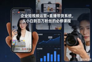 企业短视频运营+直播带货系统，从小白到百万粉丝的必修课程-云途资源库