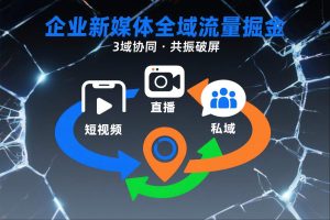 短视频全域商业模式，企业新媒体全域流量掘金，3域协同，共振破屏，短视频-直播-私域-地域-云途资源库