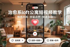 治愈系loft公寓短视频制作教学，情感共鸣引停留点赞关注，快速起号涨粉-云途资源库