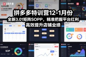 拼多多特训营12-1月份，全新3.01矩阵Sop，精准把握平台红利，高效提升店铺业绩-云途资源库