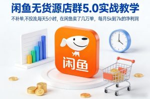 闲鱼无货源店群5.0实战教学，不补单，不投流，每天5小时，在闲鱼卖了几万单，每月5k到7k的净利润-云途资源库